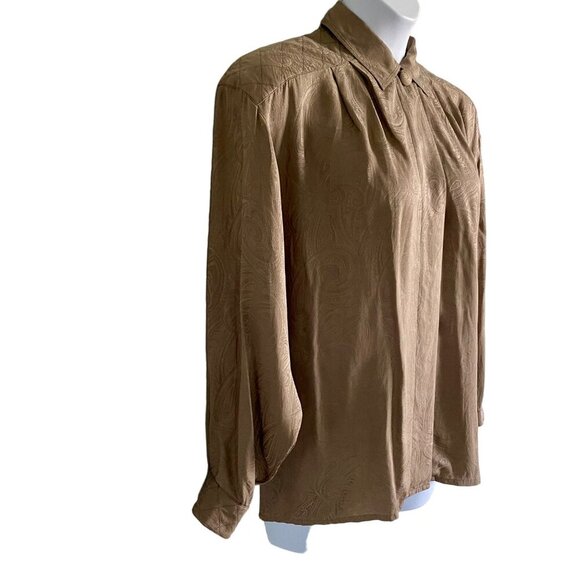 Silk Land Women's Paisley Button-Up Blouse Size 12 Pure Silk - Picture 4 of 7